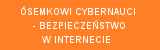 pomarańczowe tło na którym jest napis ósemkowi cybernauci bezpieczeństwo w internecie