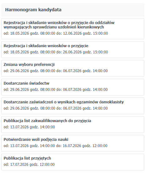 harmonogram rekerutacji do szkol ponadpostawowych